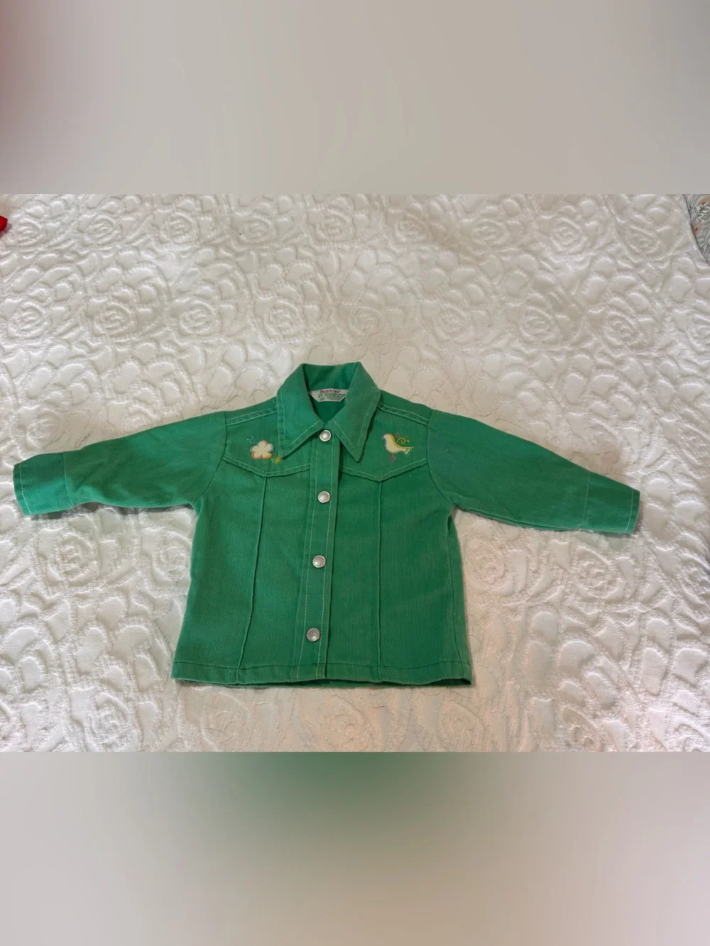 Vintage 1970s Health-tex 2T Green Embroidered Toddler Jacket USA